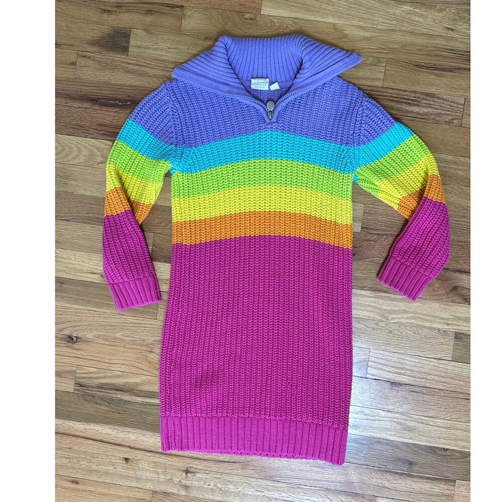 Little Bird by Jools Oliver Rainbow Knit Sweater Dress Size 7-8 yrs 100% cotton